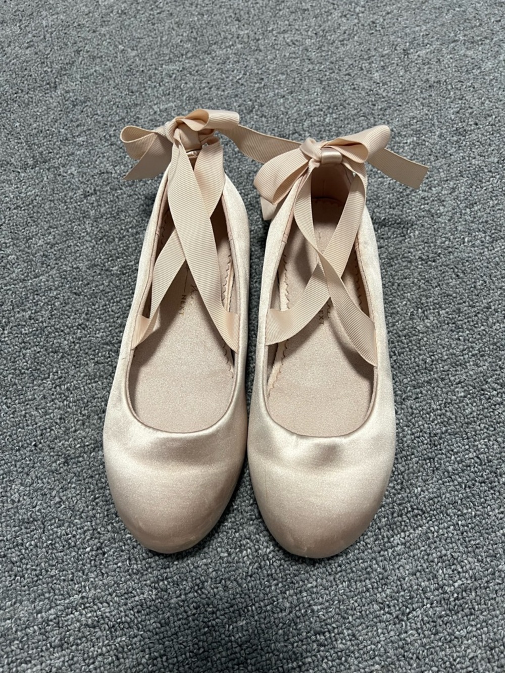 next Girls Satin Ballet Flats with Ribbon Ties in Blush